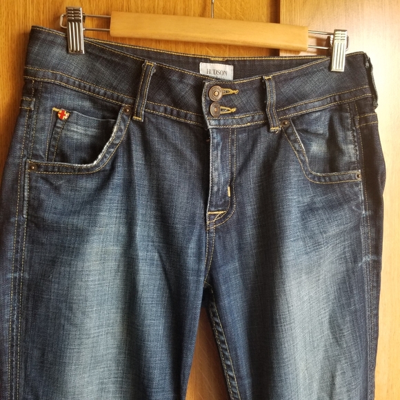 Hudson Dark Wash Elm Mid Rise Boot Cut Jeans Sz 29 - Picture 6 of 7